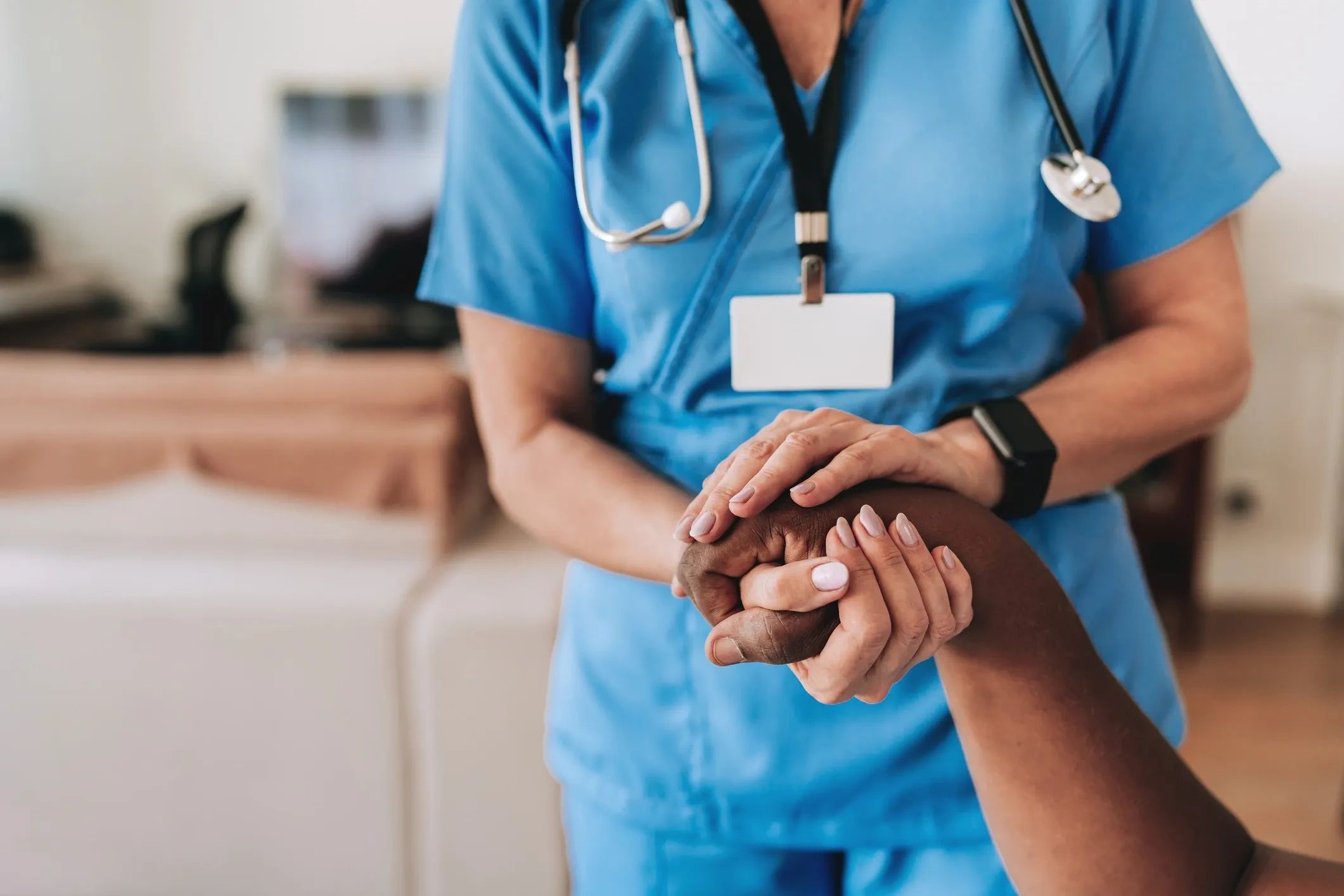 Compassionate caregiver with patient