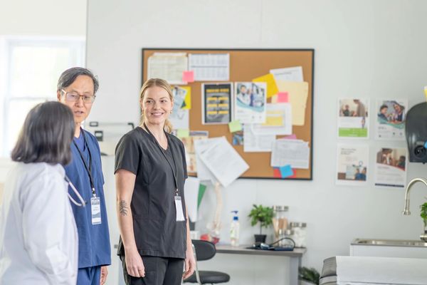 Healthcare professionals in a modern facility